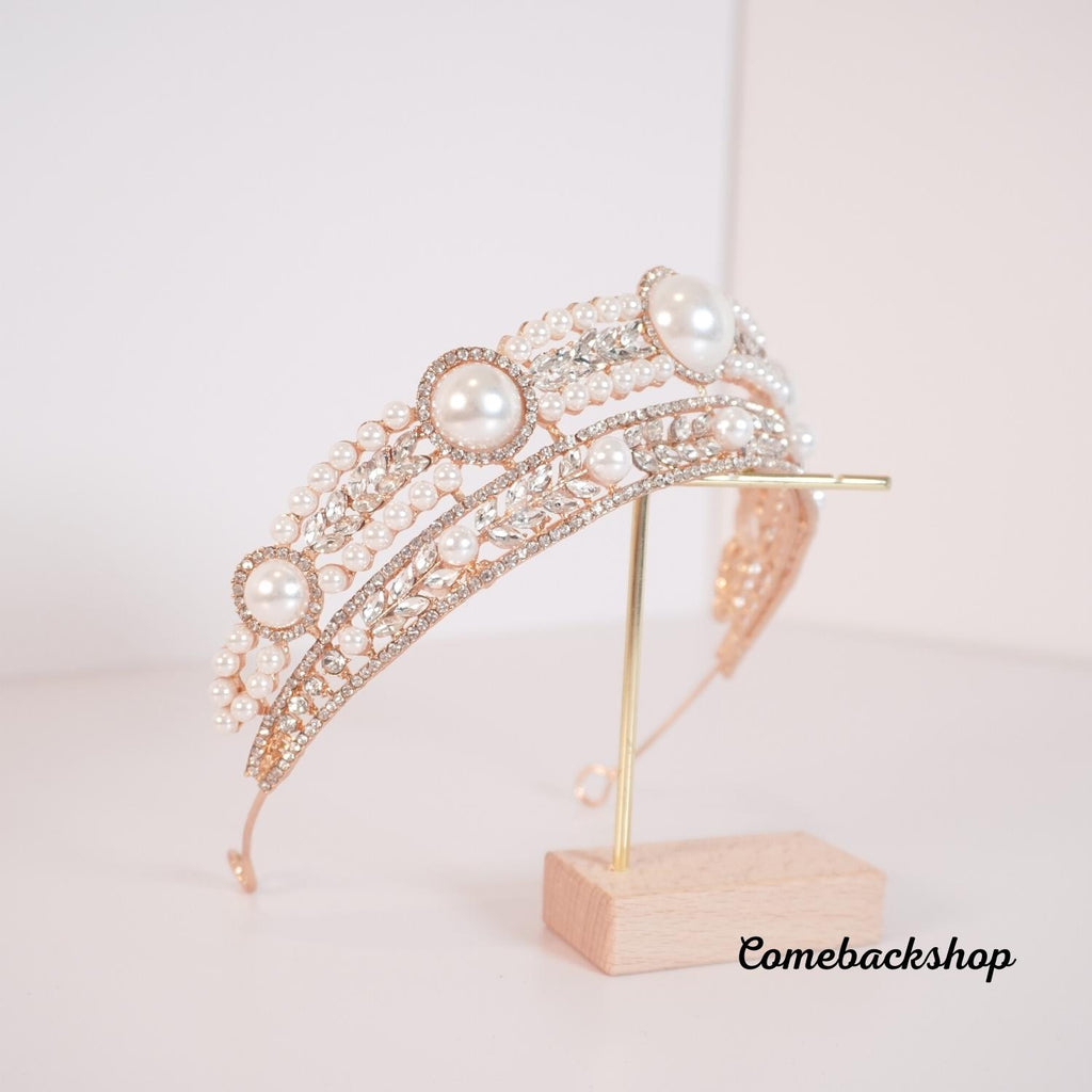 Gold Crystal Leaf Bridal Jewelry Sets Rhinestone Crown,Swarovski pear headpiece,party crown
