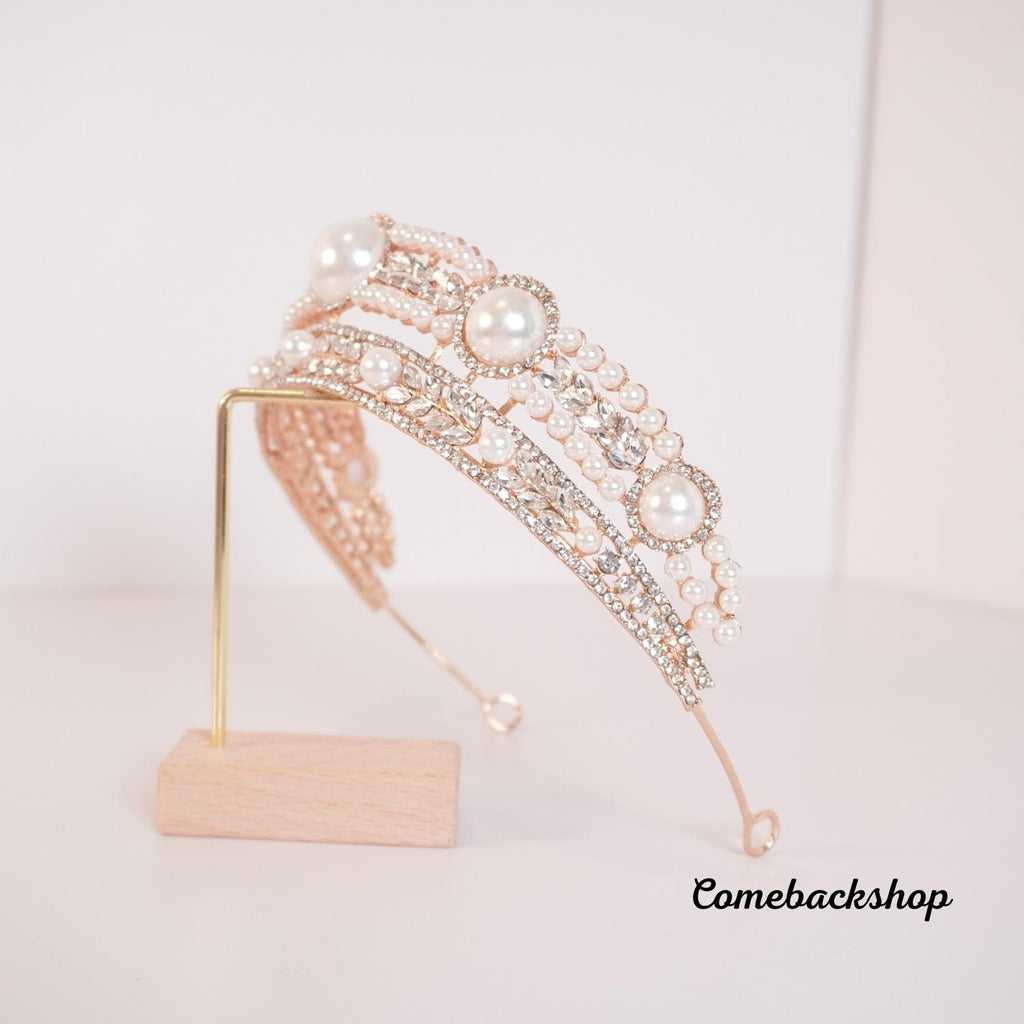 Gold Crystal Leaf Bridal Jewelry Sets Rhinestone Crown,Swarovski pear headpiece,party crown