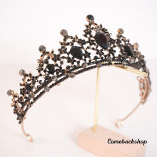 Load image into Gallery viewer, Black Rhinestone Crystal Bridal Tiaras Crown Pageant Women