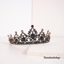 Load image into Gallery viewer, Black Rhinestone Crystal Bridal Tiaras Crown Pageant Women