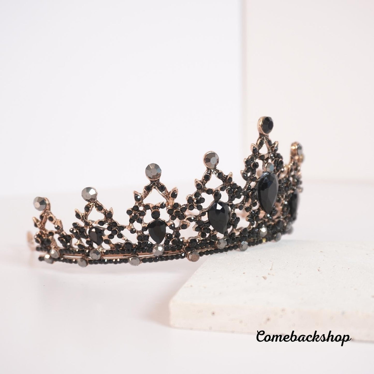 Black Rhinestone Crystal Bridal Tiaras Crown Pageant Women