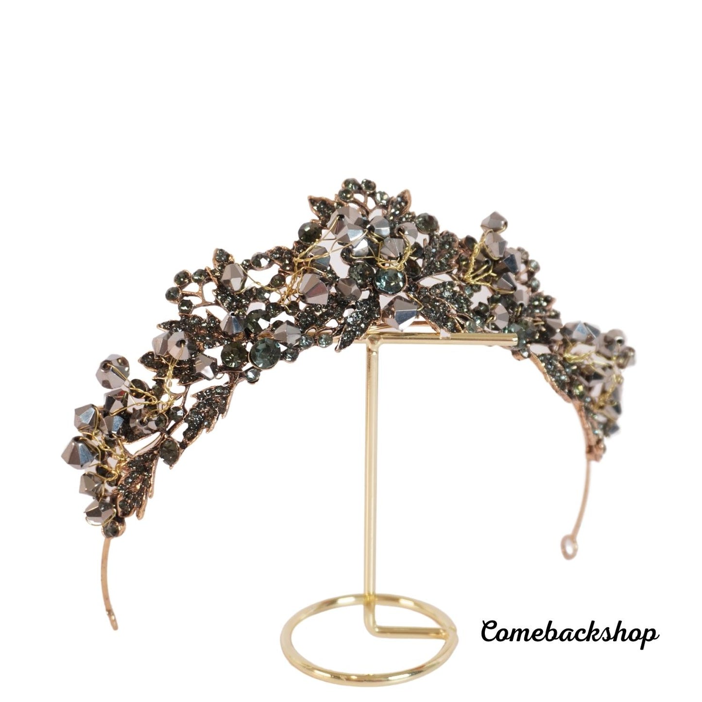 Black Crystal Beads Bridal Tiaras Crown Rhinestone Diadem Pageant Veil