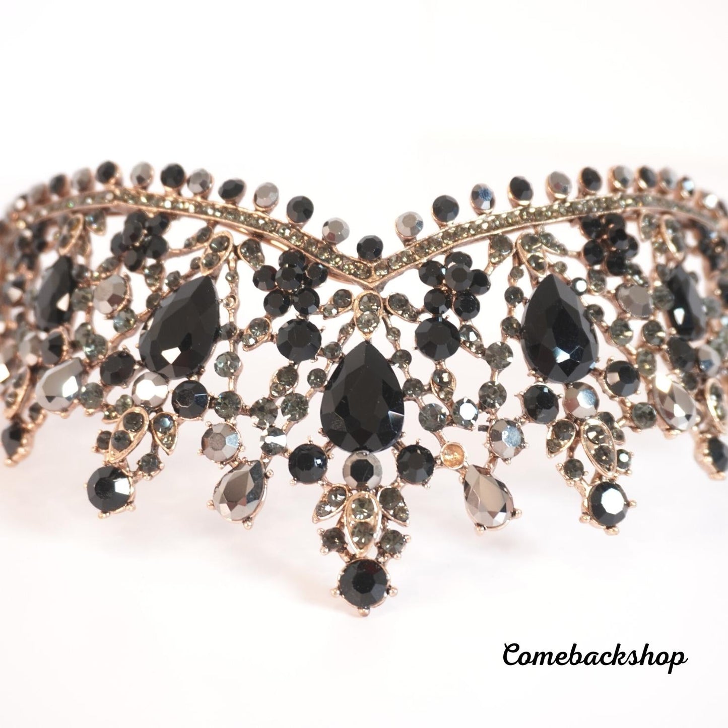 Black Crowns Crystal Tiara Sweet Princess Tiaras Wedding Hair Accessories,Swarovski