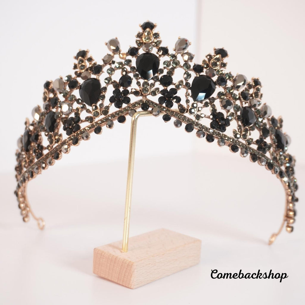 Black Crowns Crystal Tiara Sweet Princess Tiaras Wedding Hair Accessories,Swarovski