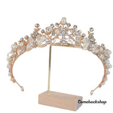 Rose Gold Crystal Princess Hair Tiaras Bridal Headpiece Women Rhinestone Crown, Swarovski