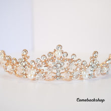 Load image into Gallery viewer, Rose Gold Crystal Princess Hair Tiaras Bridal Headpiece Women Rhinestone Crown, Swarovski