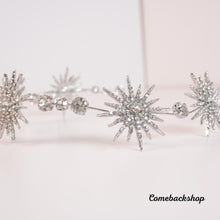 Load image into Gallery viewer, Luxury Sparkly Crystal Star Tiaras Crowns Hair Hoop Silver Plated Bride Headdress Rhinestone Hairbands Wedding Hair Accessories