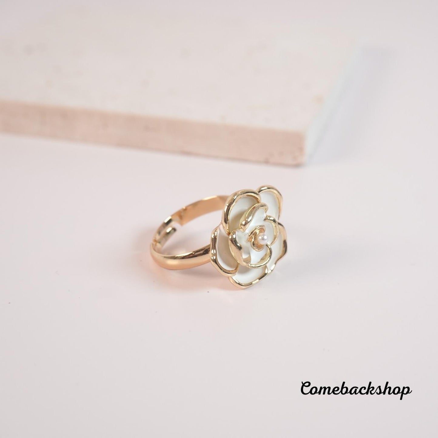 Fashion Shiny Crystal Geometric Flower Knuckle Finger Ring Jewelry flower ring white