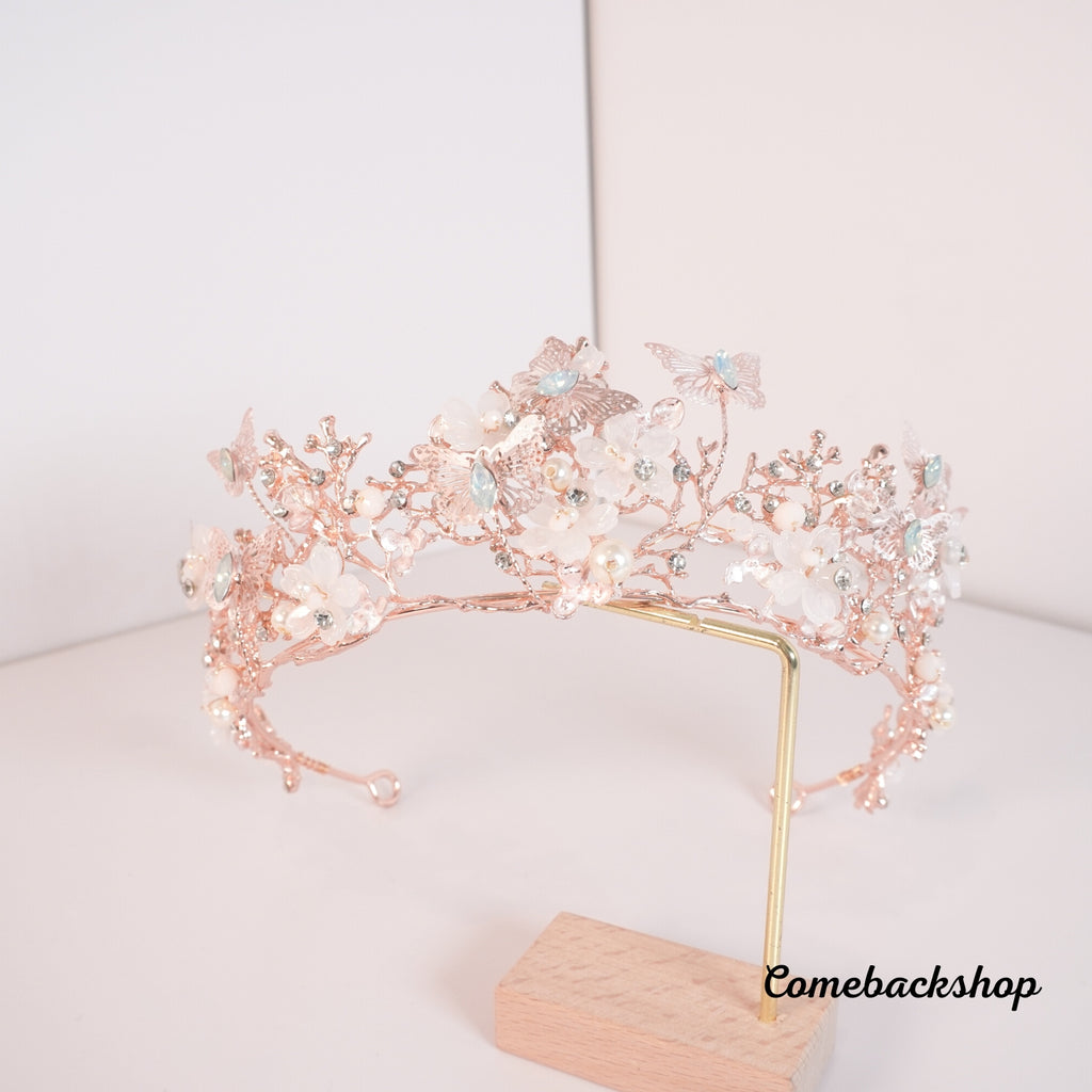 Wedding Tiaras and Crowns for Women Tiaras for Girls Birthday Party Hair Accessories Bride Headband Bride for Prom Christmas butterfly