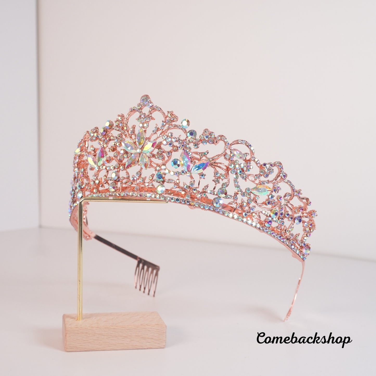 Rose Gold Color Crystal Flowers Bridal Tiaras Crown Rhinestone, Swarovski,pink