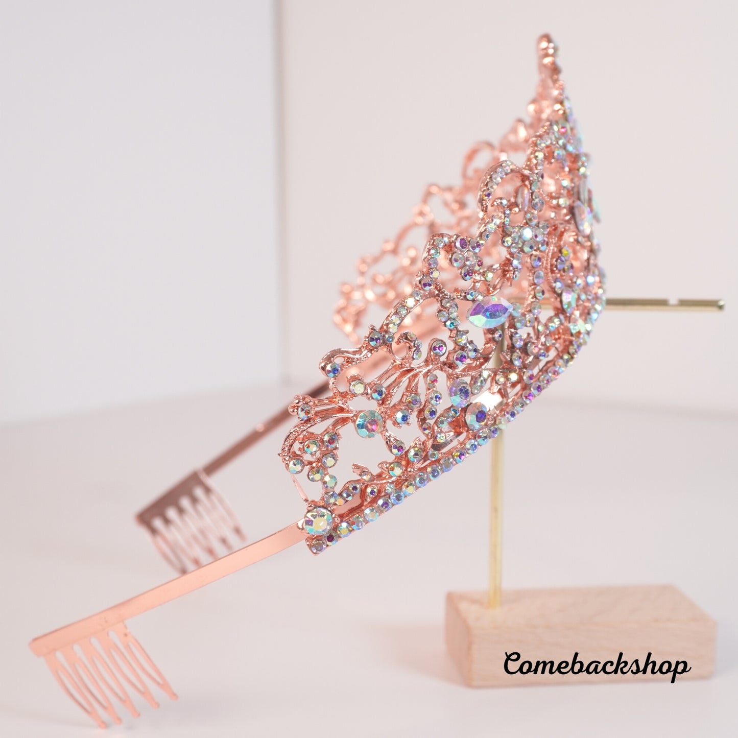 Rose Gold Color Crystal Flowers Bridal Tiaras Crown Rhinestone, Swarovski,pink