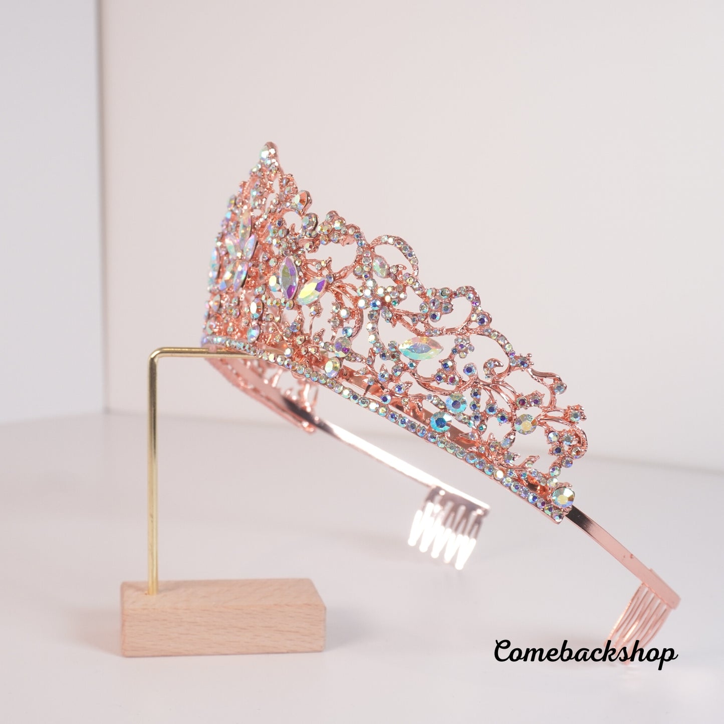 Rose Gold Color Crystal Flowers Bridal Tiaras Crown Rhinestone, Swarovski,pink