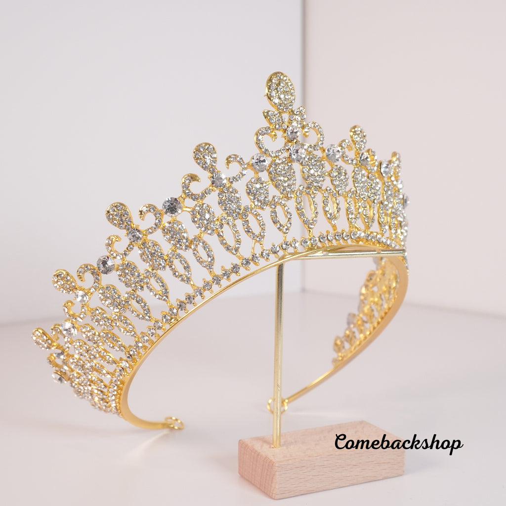Gold Tiara and Crown for Women Birthday Headband for Girls Crystal Queen Crown Hair Accessories for Bride Party Bridesmaids