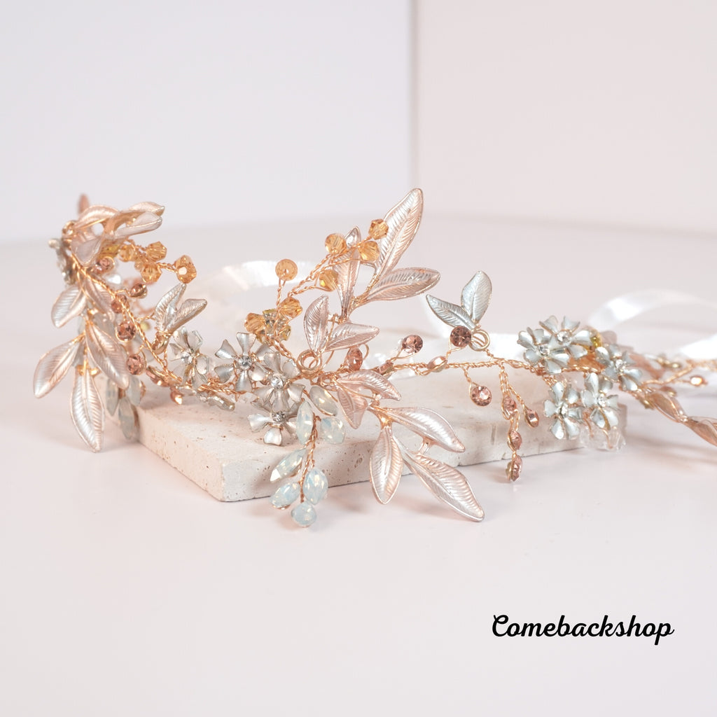 Wedding Headband Flower-Leaf Bridal Headpieces for Wedding Hair Accessories Brides Hair Pieces