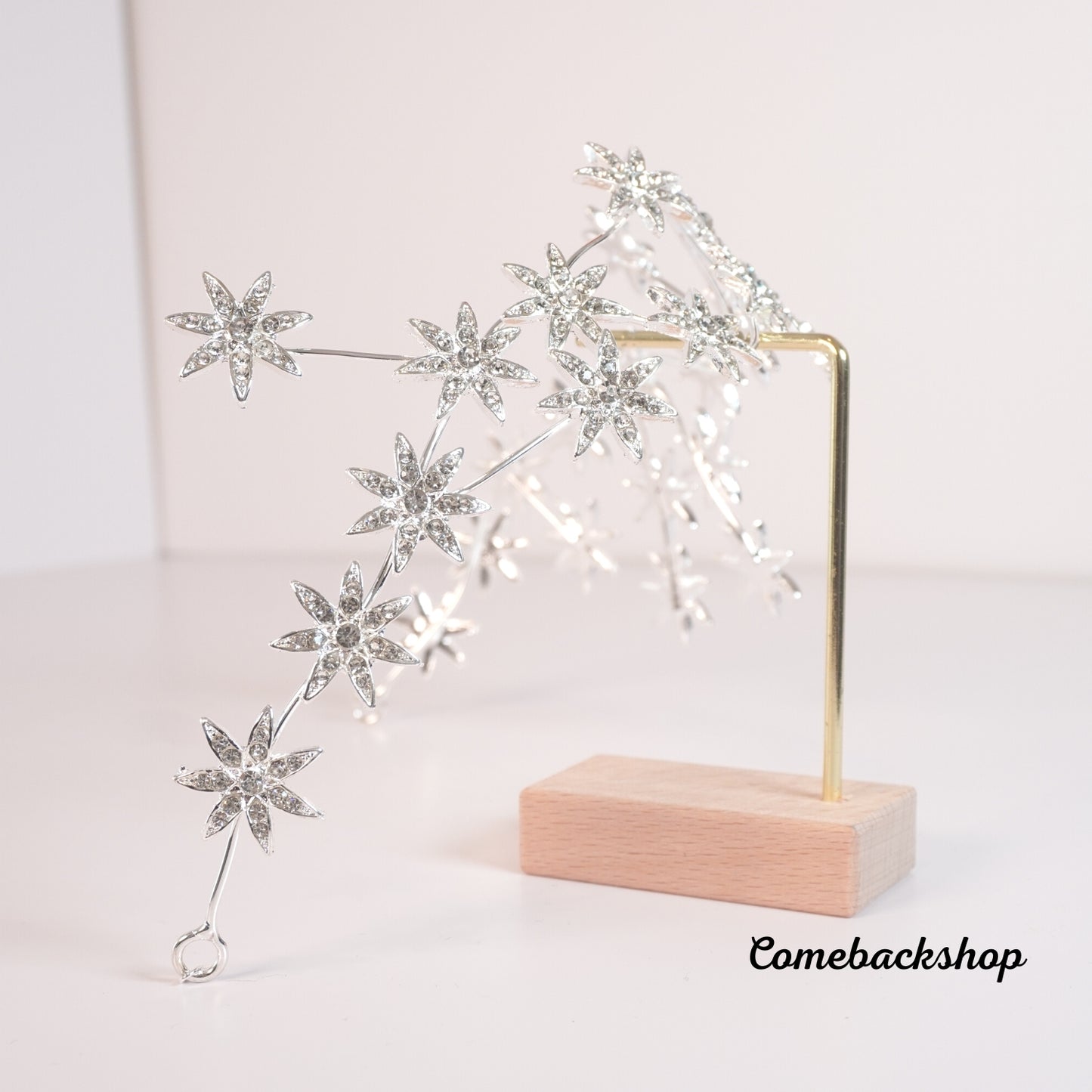 Star Wedding Hair Vine Flower Bridal Hair Piece Crystal Rhinestone Long Headband for Women and Girls,silver