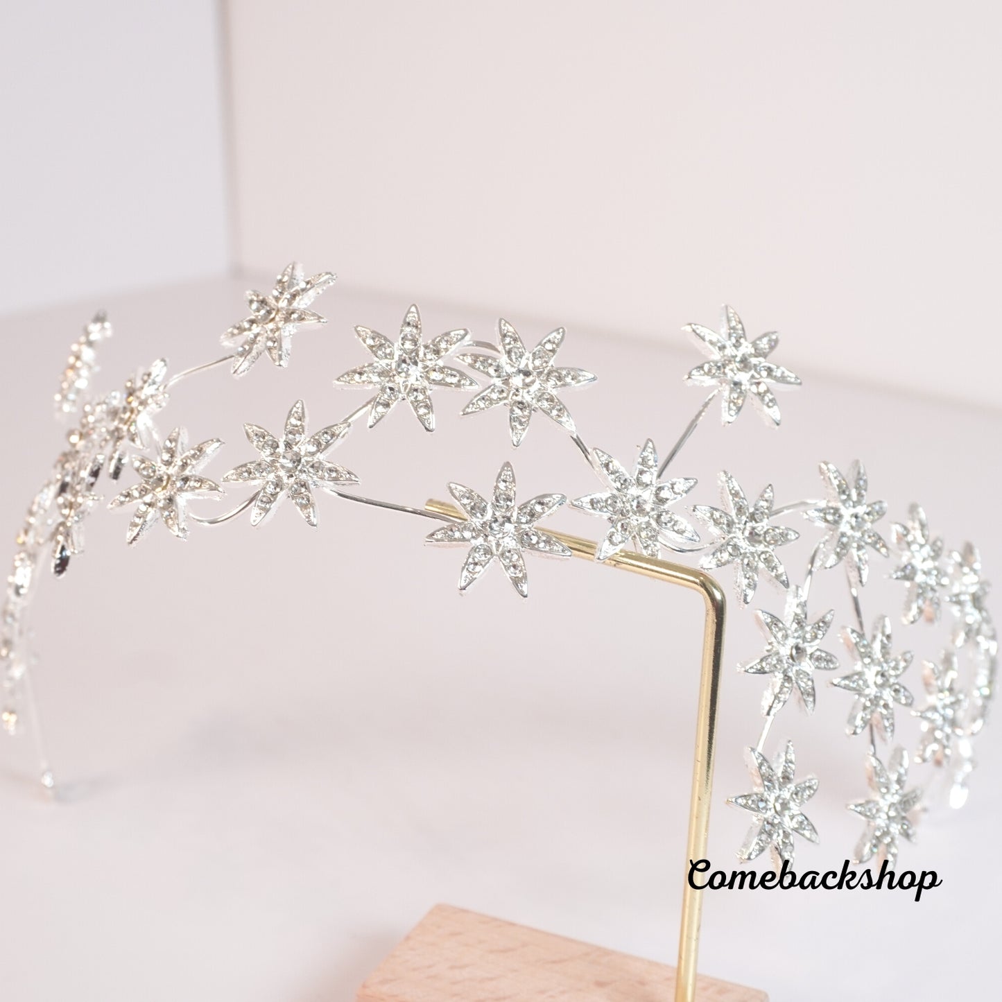 Star Wedding Hair Vine Flower Bridal Hair Piece Crystal Rhinestone Long Headband for Women and Girls,silver