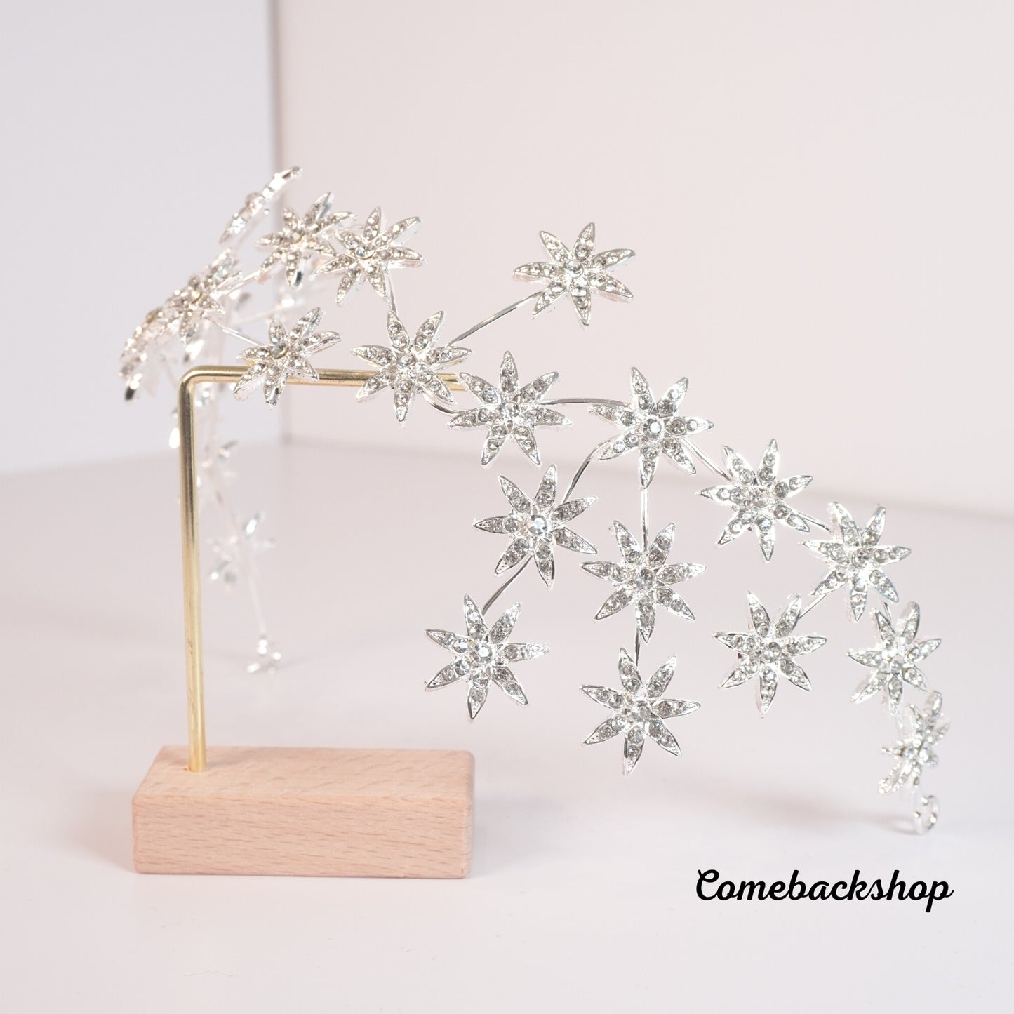 Star Wedding Hair Vine Flower Bridal Hair Piece Crystal Rhinestone Long Headband for Women and Girls,silver