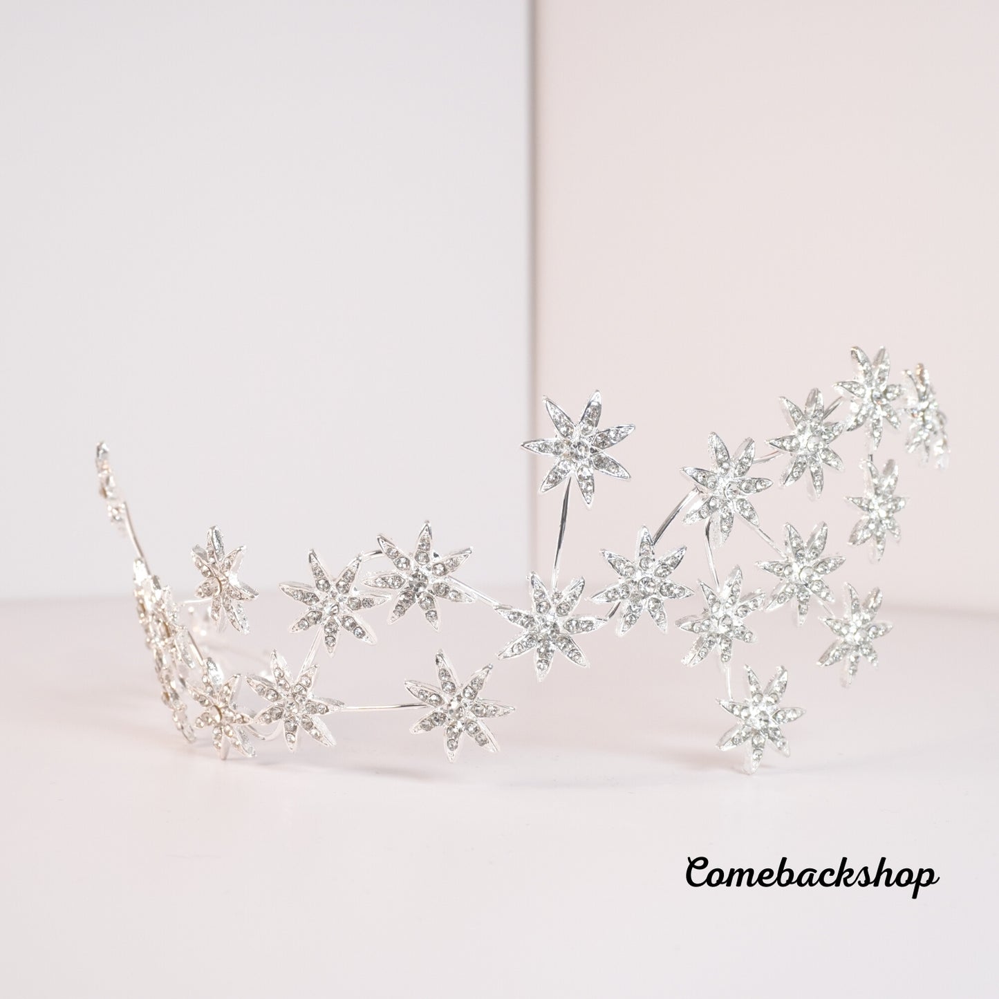 Star Wedding Hair Vine Flower Bridal Hair Piece Crystal Rhinestone Long Headband for Women and Girls,silver