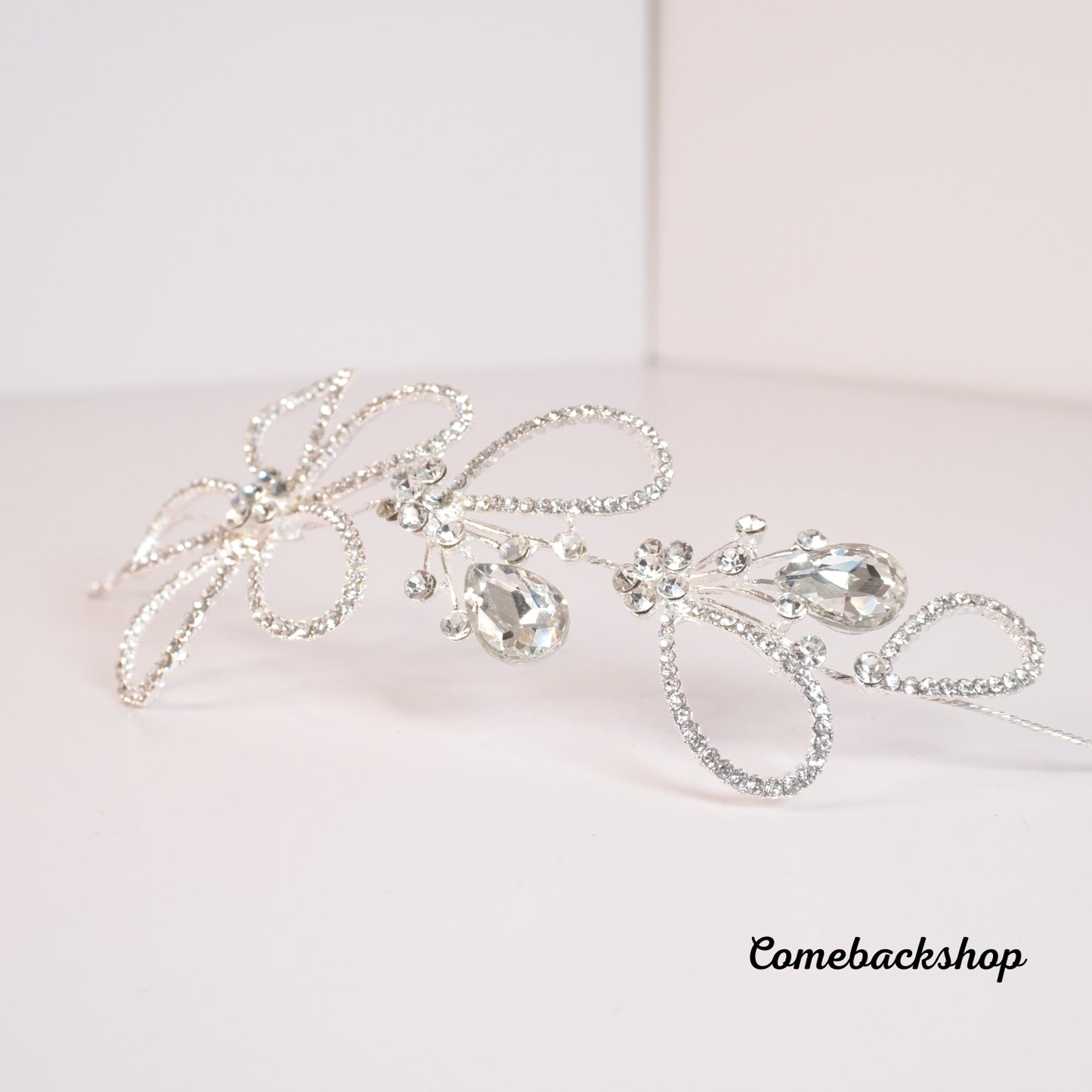 Flower Silver Rhinestone Wedding Headband Tiara Crystal Headpiece Bridal Hair Accessories for Bride Women