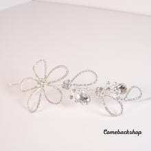 Load image into Gallery viewer, Flower Silver Rhinestone Wedding Headband Tiara Crystal Headpiece Bridal Hair Accessories for Bride Women
