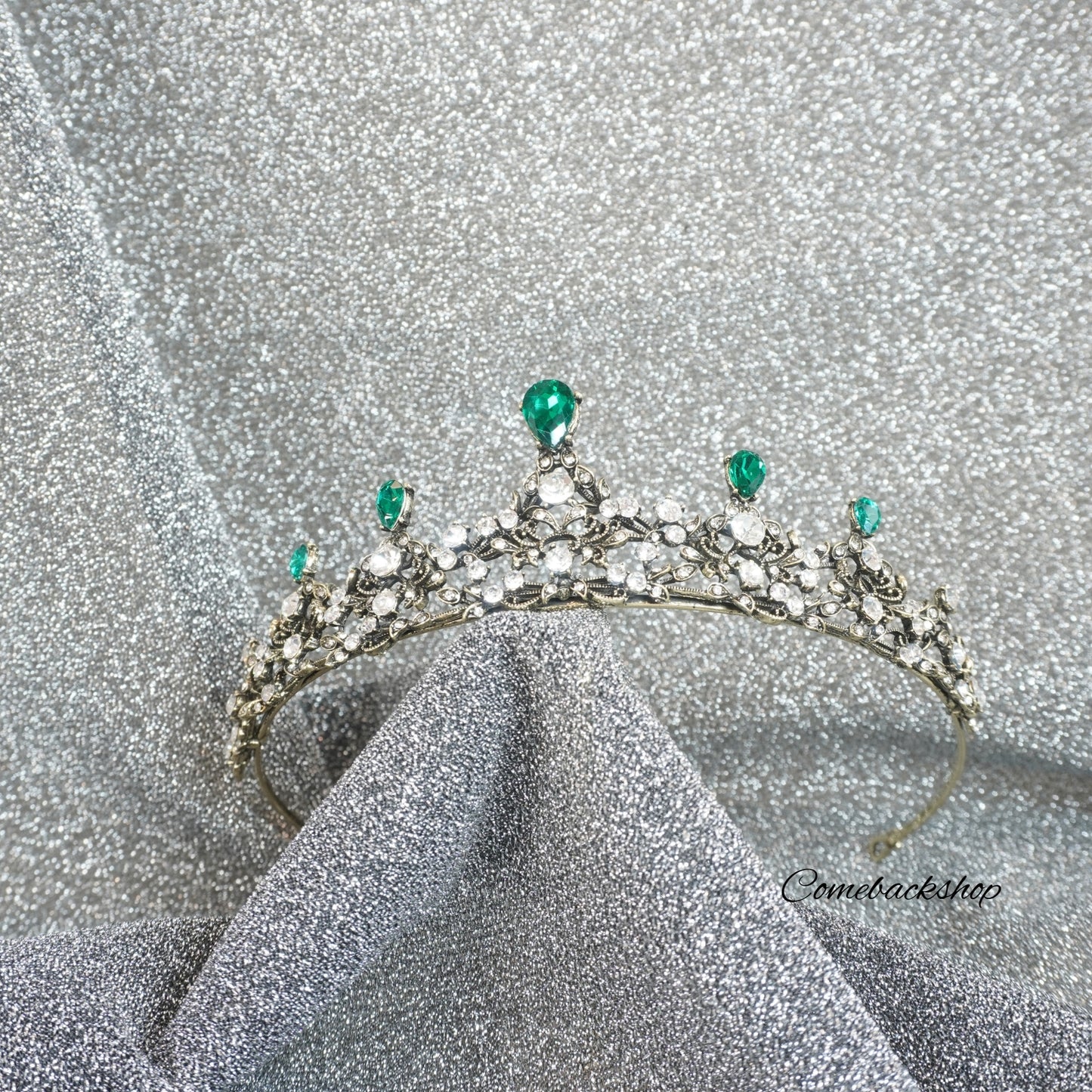 Crystal Crown Green Tiara Crowns for Women, Tiaras for Girls Silver Princess Crown Wedding Tiaras and Crowns for Women Brides Birthday Party Christmas