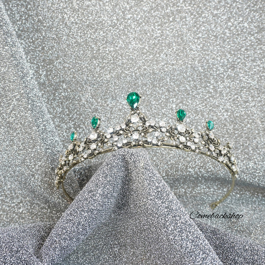 Crystal Crown Green Tiara Crowns for Women, Tiaras for Girls Silver Princess Crown Wedding Tiaras and Crowns for Women Brides Birthday Party Christmas