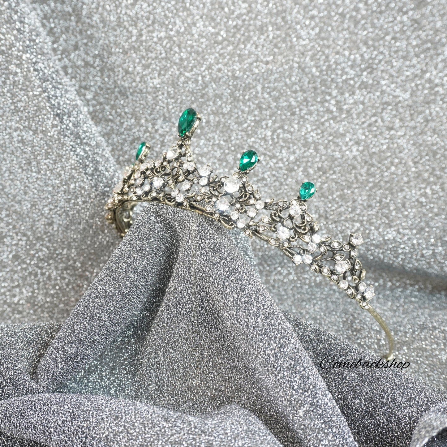 Crystal Crown Green Tiara Crowns for Women, Tiaras for Girls Silver Princess Crown Wedding Tiaras and Crowns for Women Brides Birthday Party Christmas