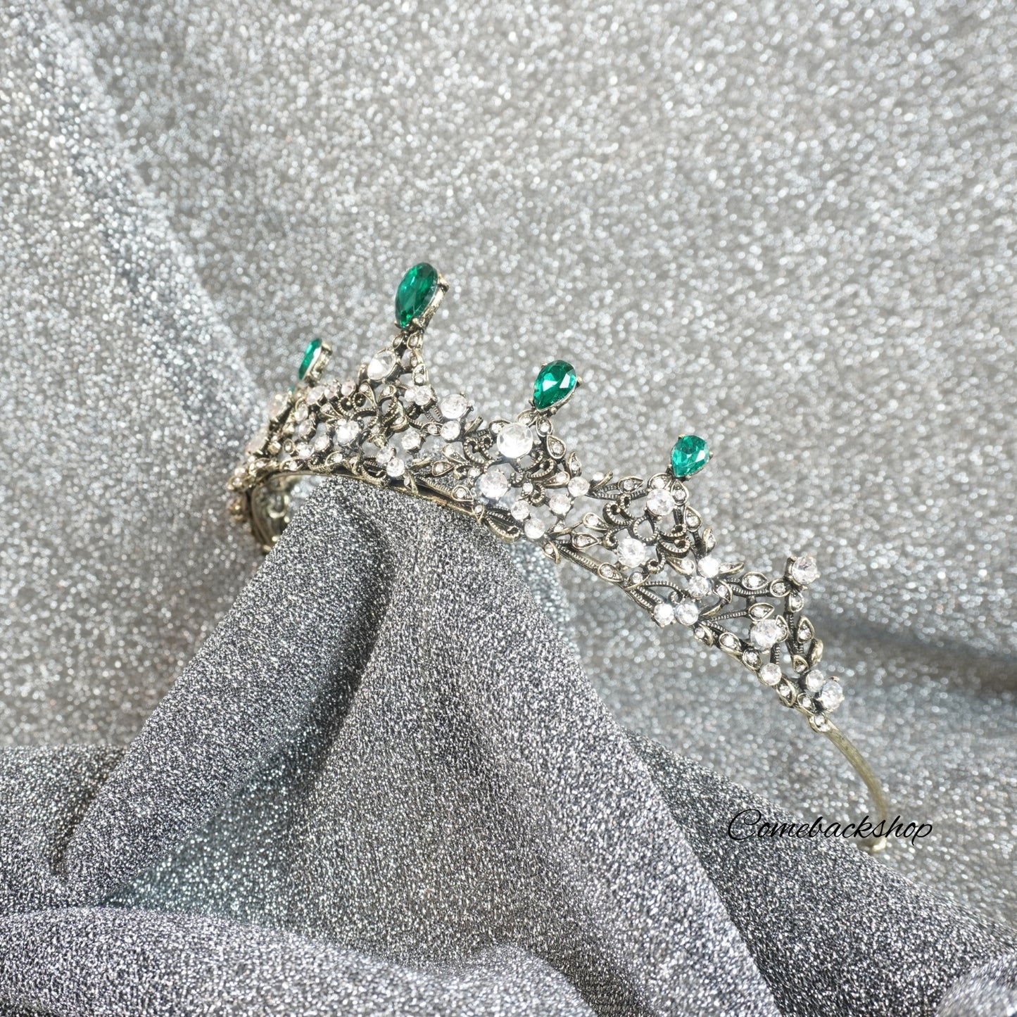 Crystal Crown Green Tiara Crowns for Women, Tiaras for Girls Silver Princess Crown Wedding Tiaras and Crowns for Women Brides Birthday Party Christmas