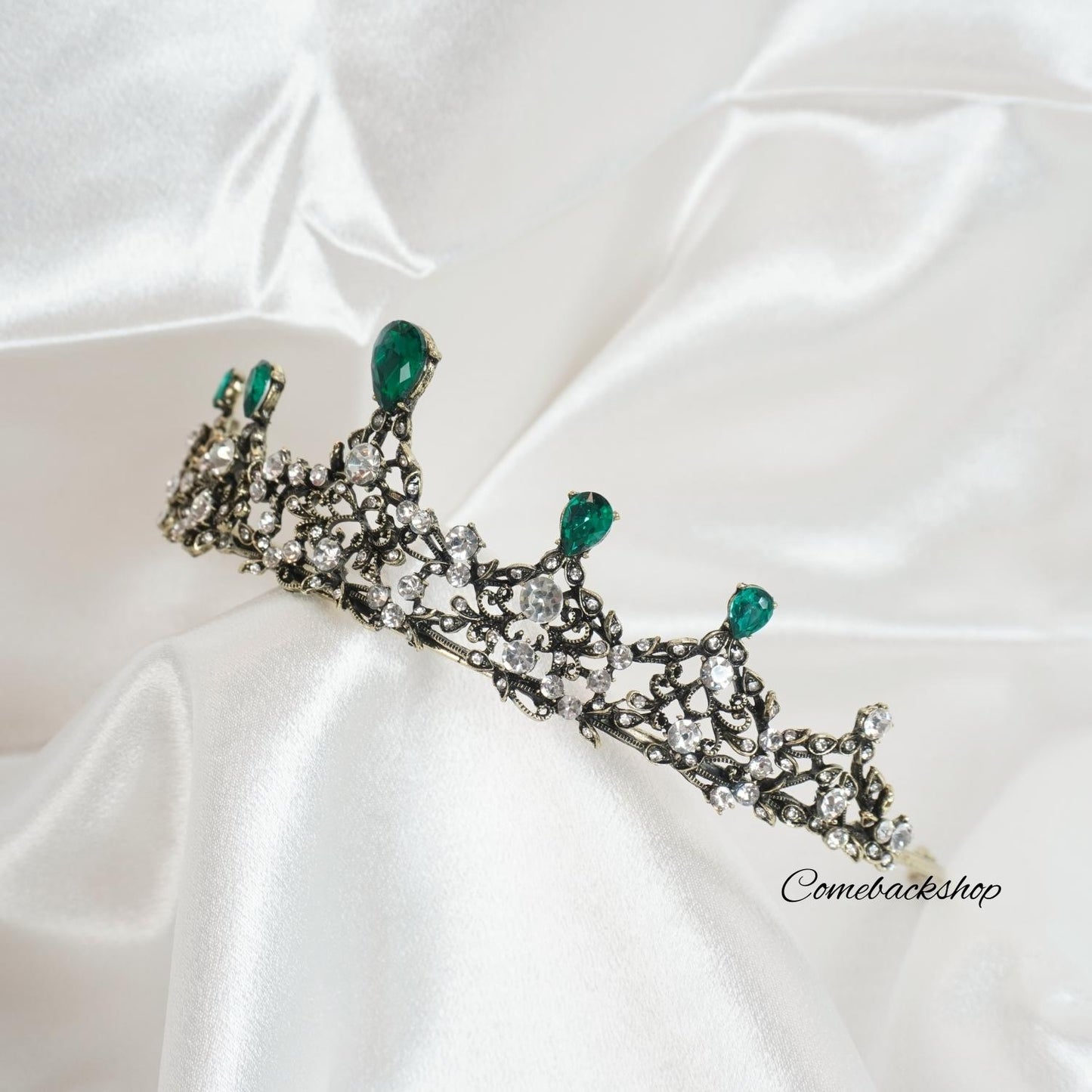 Crystal Crown Green Tiara Crowns for Women, Tiaras for Girls Silver Princess Crown Wedding Tiaras and Crowns for Women Brides Birthday Party Christmas