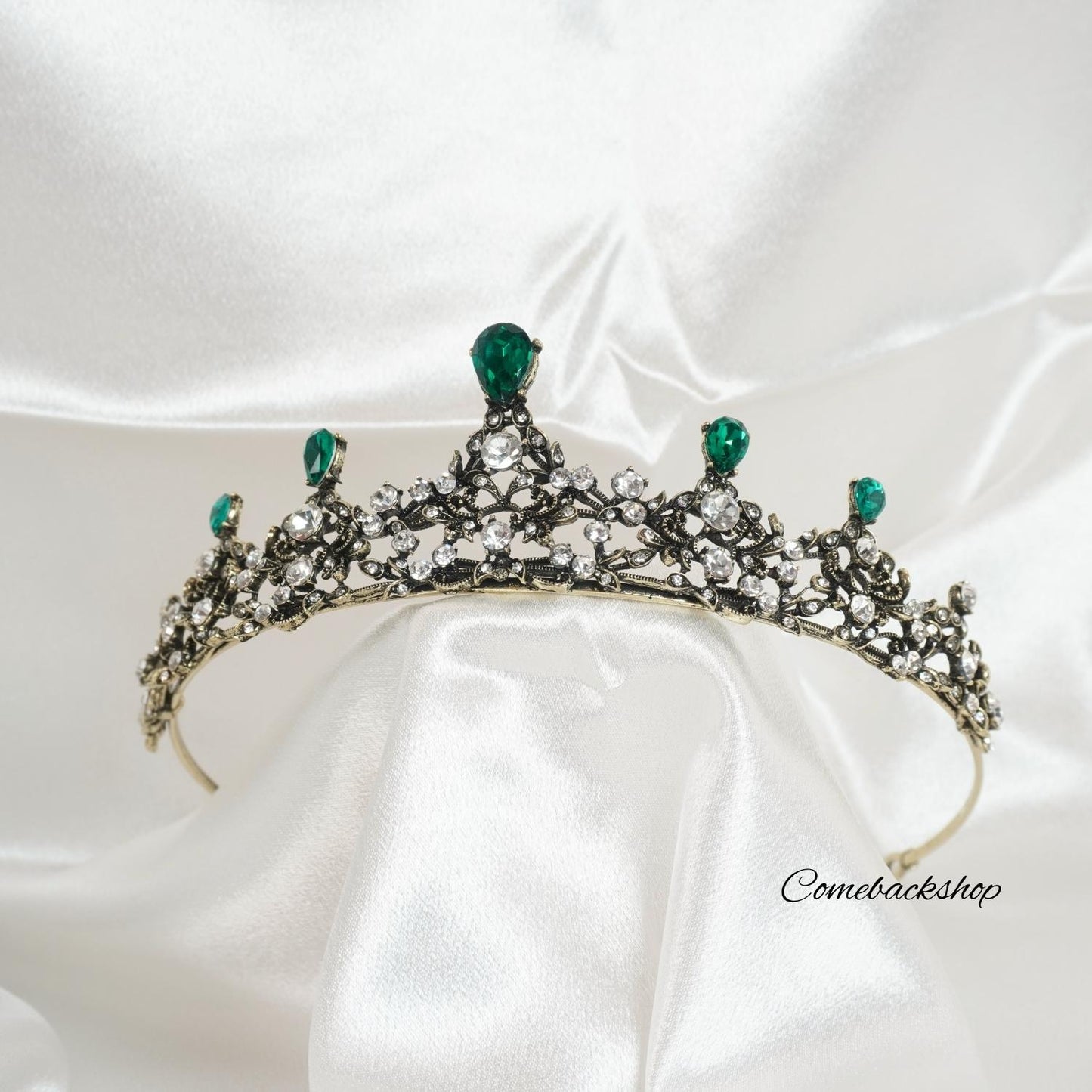 Crystal Crown Green Tiara Crowns for Women, Tiaras for Girls Silver Princess Crown Wedding Tiaras and Crowns for Women Brides Birthday Party Christmas
