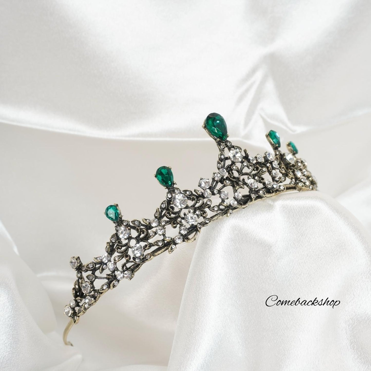 Crystal Crown Green Tiara Crowns for Women, Tiaras for Girls Silver Princess Crown Wedding Tiaras and Crowns for Women Brides Birthday Party Christmas