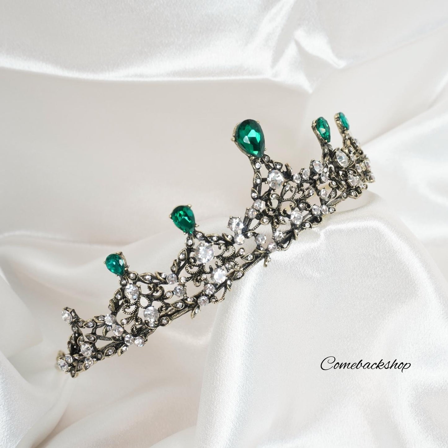 Crystal Crown Green Tiara Crowns for Women, Tiaras for Girls Silver Princess Crown Wedding Tiaras and Crowns for Women Brides Birthday Party Christmas