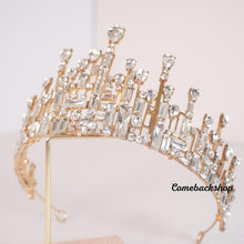 Load image into Gallery viewer, Wedding Crown Queen gold Tiara Bride Crystal Crowns for Women Girls Rhinestone Decor Headband Hairband Princess Birthday Party