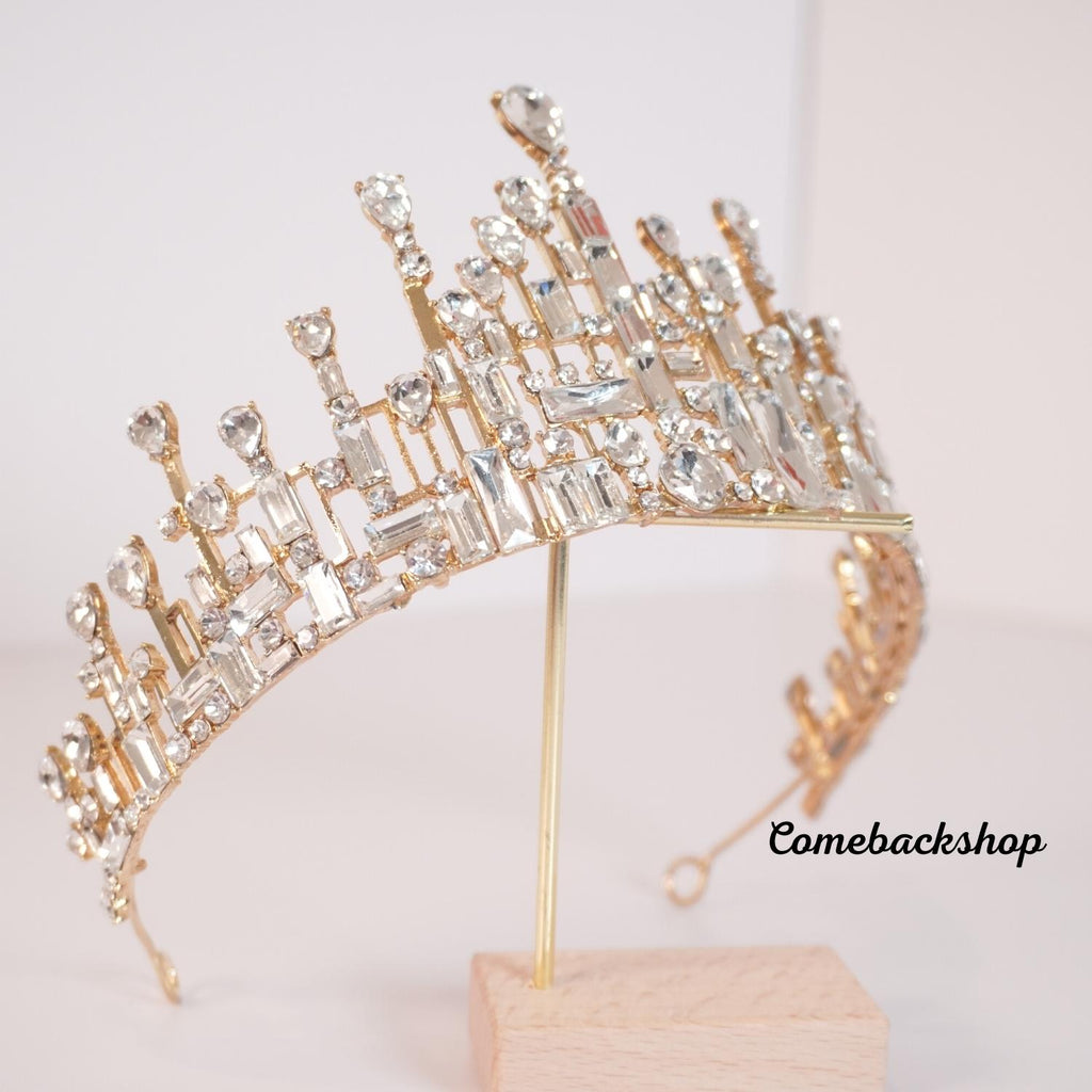Wedding Crown Queen gold Tiara Bride Crystal Crowns for Women Girls Rhinestone Decor Headband Hairband Princess Birthday Party