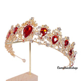Red tiara crystal crown wedding headpiece bridal jewelry accessories