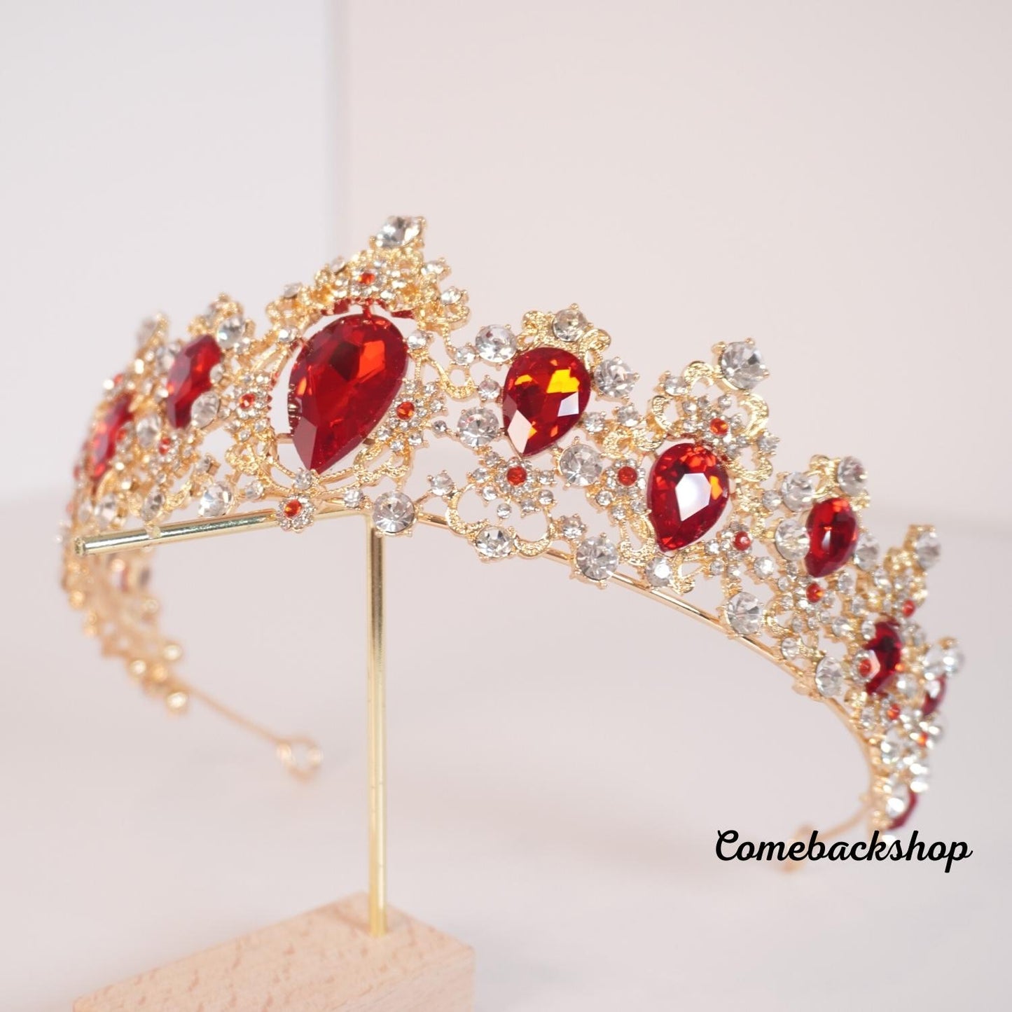 Red tiara crystal crown wedding headpiece bridal jewelry accessories