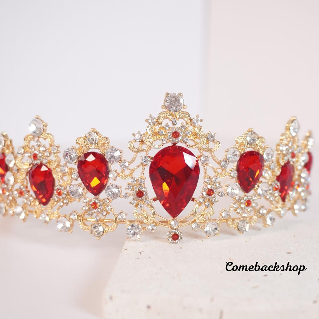 Red tiara crystal crown wedding headpiece bridal jewelry accessories