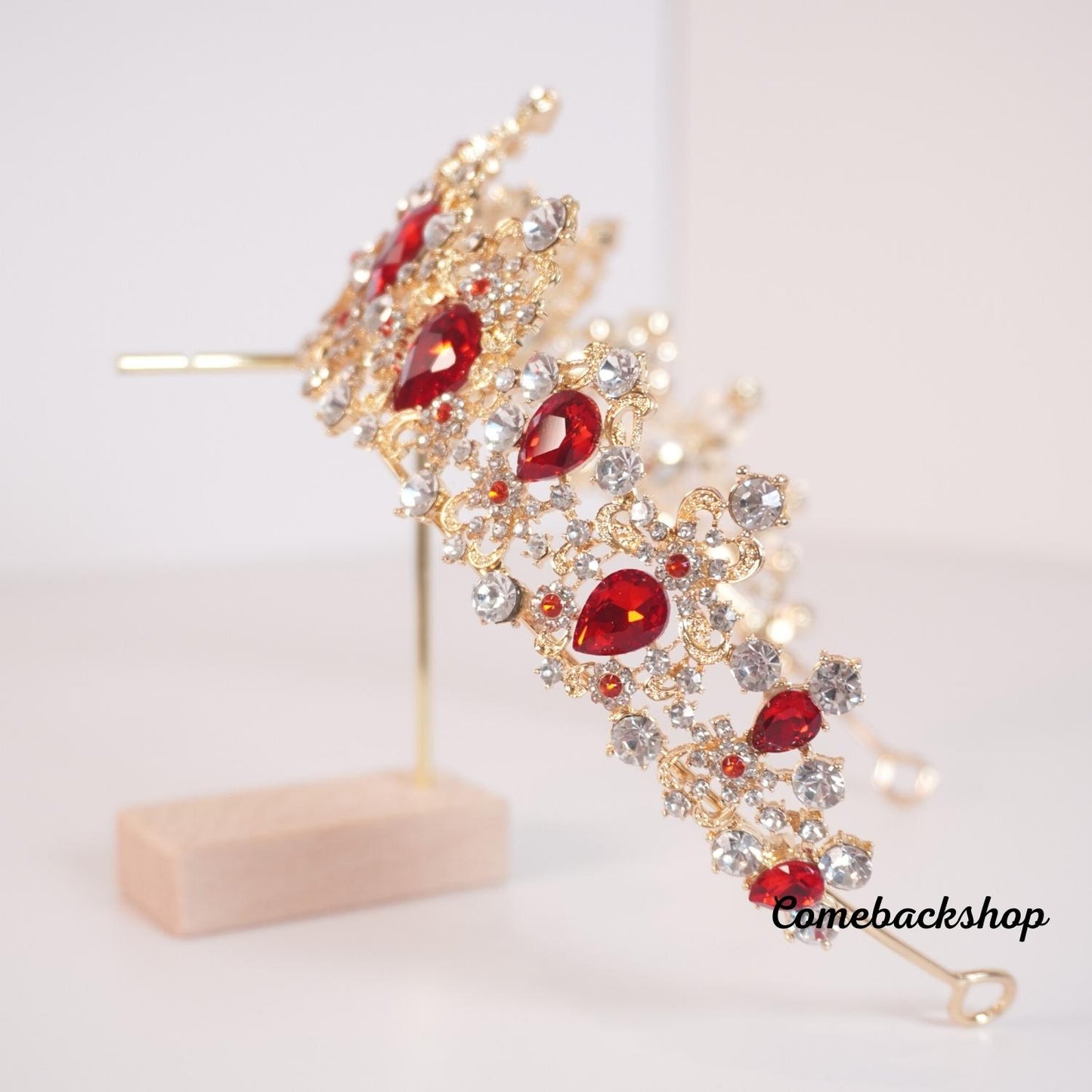 Red tiara crystal crown wedding headpiece bridal jewelry accessories
