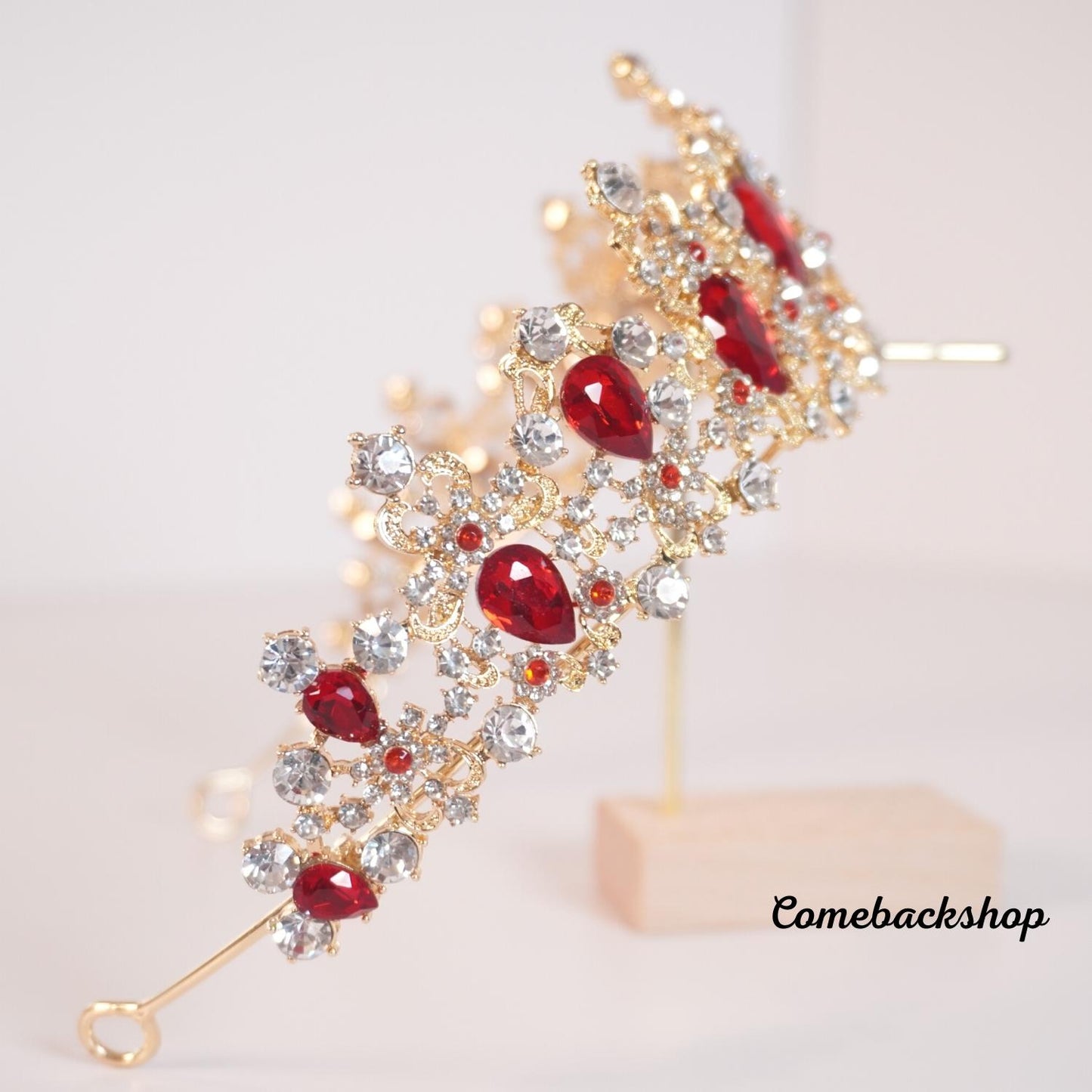 Red tiara crystal crown wedding headpiece bridal jewelry accessories