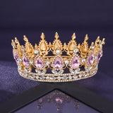 Baroque Crowns Crystal Princess  for Women, Pink Rhinestone Birthday Tiaras for Girls Queen Crown Hair Accessories for Wedding