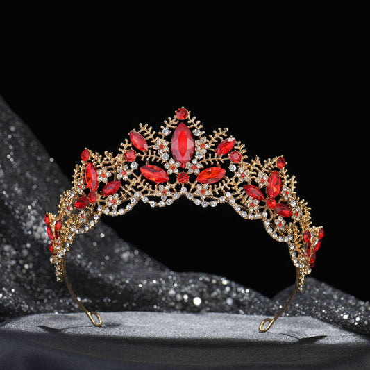 Red tiara crystal gold tiara wedding crown royal tiara birthday crown affordable elegance bridal