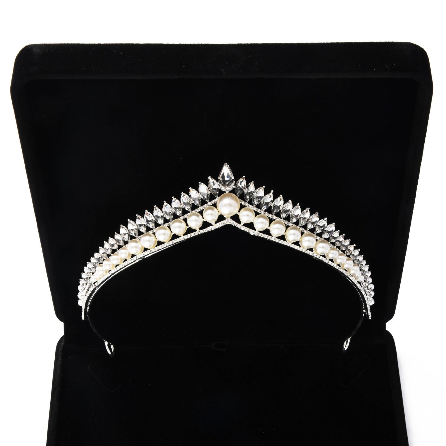 Wedding Pearl Crystal Head Crown Gold Earring Tiaras Rhinestone Headpiece Bridal Halloween Sparkly Party Hair Accessories for Women and Girls