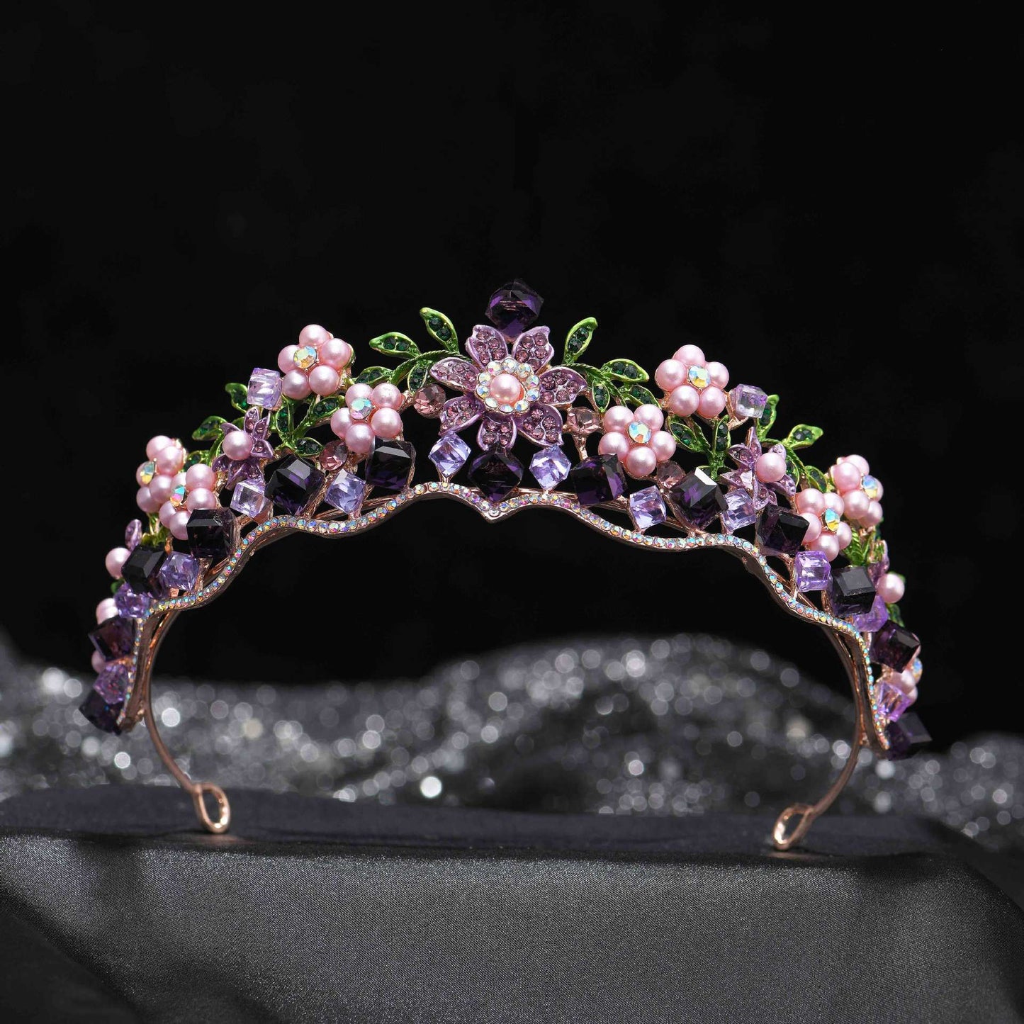Women Purple Rhinestone Tiara, Tiaras for Women Princess Crown with Combs Tiaras for Girls Wedding Crowns for Brides Headband Party Prom Birthday Gift Halloween