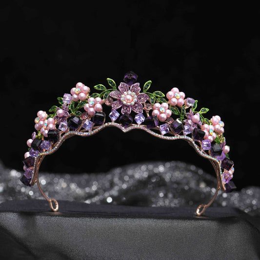 Women Purple Rhinestone Tiara, Tiaras for Women Princess Crown with Combs Tiaras for Girls Wedding Crowns for Brides Headband Party Prom Birthday Gift Halloween