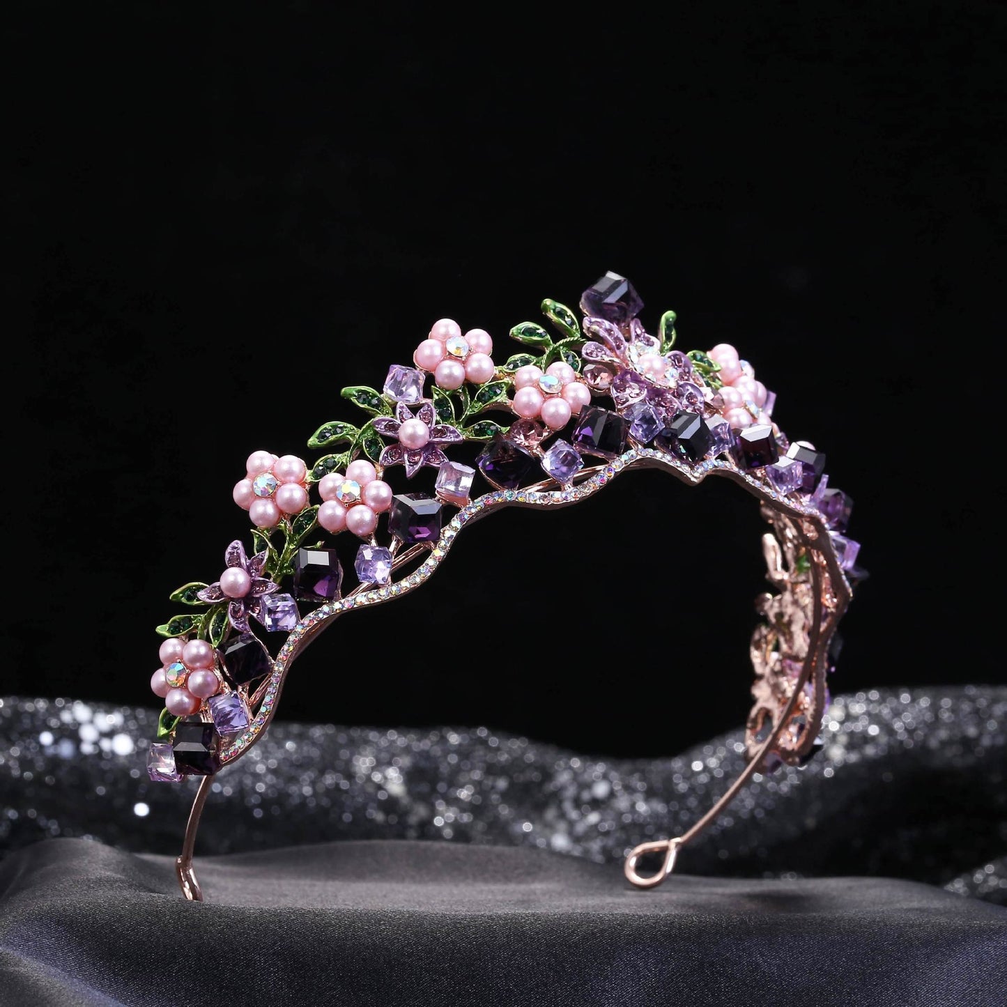 Women Purple Rhinestone Tiara, Tiaras for Women Princess Crown with Combs Tiaras for Girls Wedding Crowns for Brides Headband Party Prom Birthday Gift Halloween