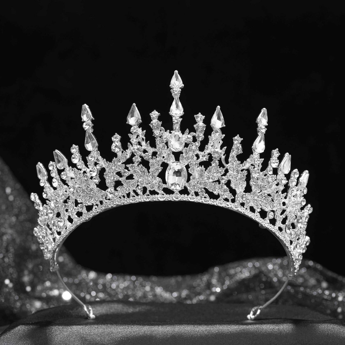 Noble Stunning Silver Rhinestone Crown and Tiaras Wedding Bride Queen Headband Woman Hair Accessories Hairwear Jewelry,Swarovski