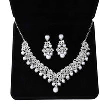 Load image into Gallery viewer, Bride Bridesmaid Jewelry Sets for Wedding Prom Bridal Silver Necklace Earrings Bracelet Set Women Formal Dress Accessories