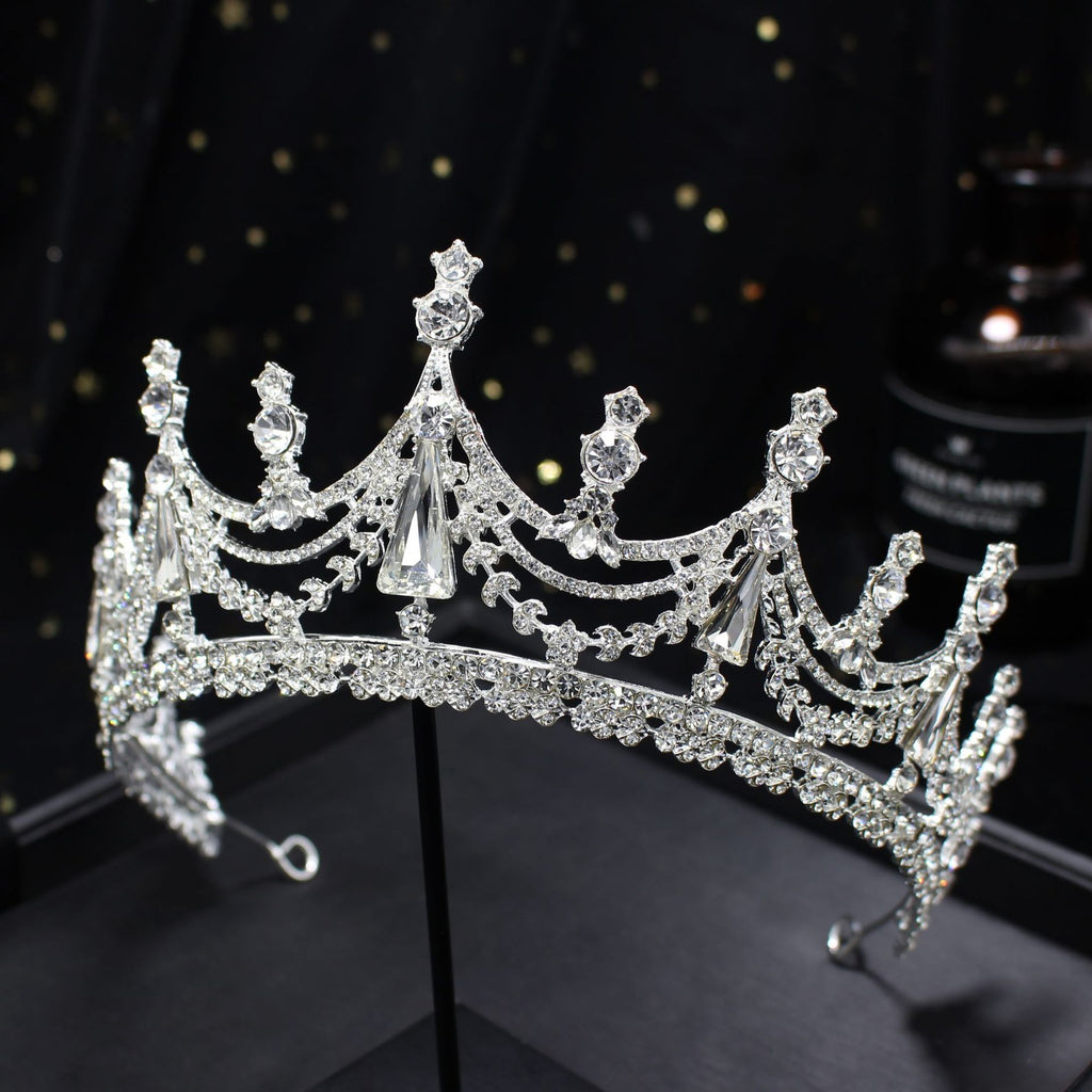 Silver Plated Queen Princess Diana Crown Crystal Pearl Diadem For Bridal Hair Accessories Bride Headbands Tiara De Noiva