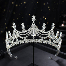 Load image into Gallery viewer, Silver Plated Queen Princess Diana Crown Crystal Pearl Diadem For Bridal Hair Accessories Bride Headbands Tiara De Noiva