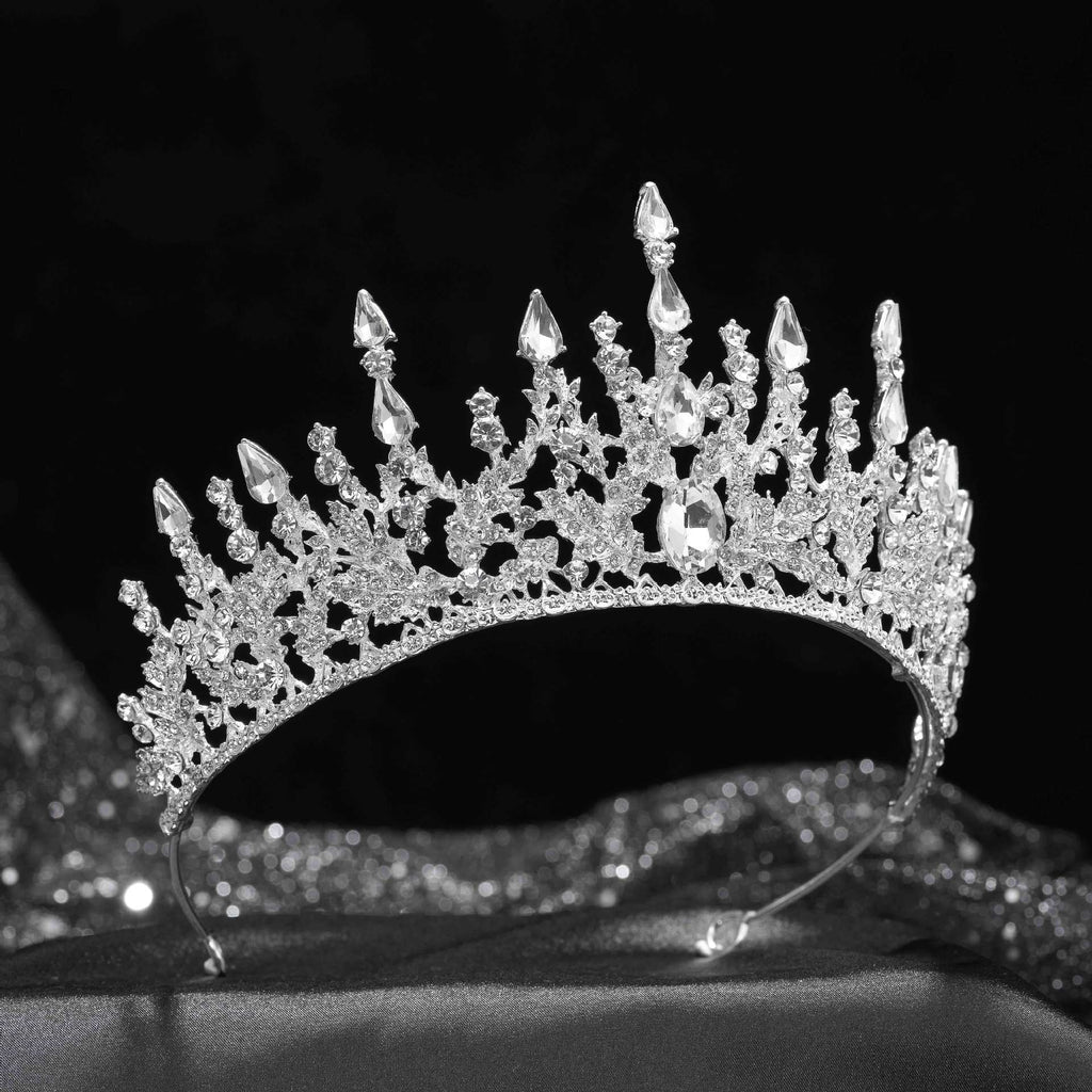 Noble Stunning Silver Rhinestone Crown and Tiaras Wedding Bride Queen Headband Woman Hair Accessories Hairwear Jewelry,Swarovski